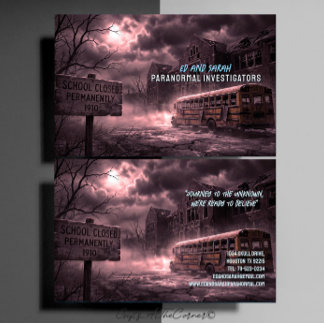 Carte De Visite Enquêteurs paranormaux Autobus scolaire hanté effr