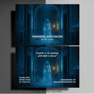 Carte De Visite Enquêteurs paranormaux Fantôme sinistre Dame hanté