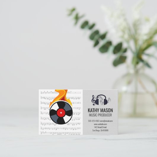 Carte De Visite Enregistrer la flamme de vinyle (Debout devant)