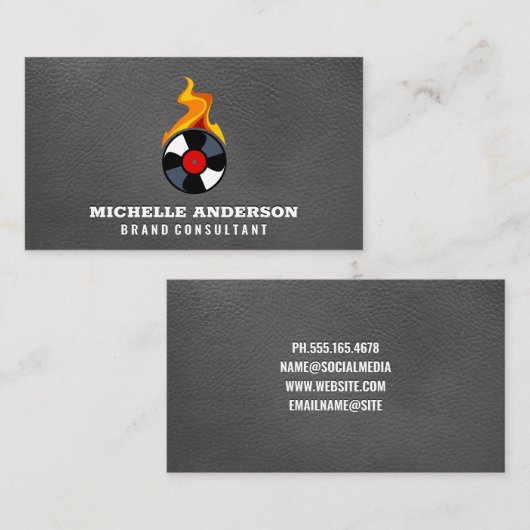 Carte De Visite Enregistrer la flamme de vinyle | Arrière - plan e (Devant / Derrière)