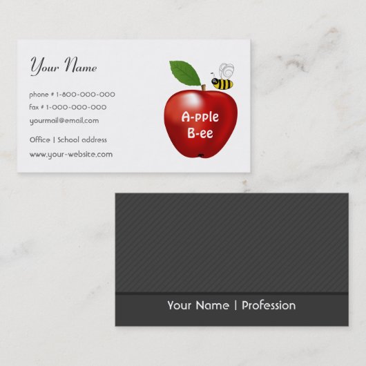 Carte de visite enseignant (Devant / Derrière)