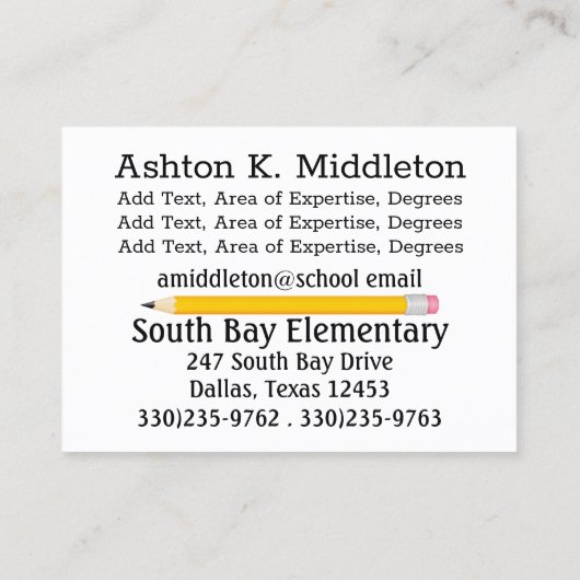 Carte de visite enseignant (Dos)