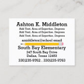 Carte de visite enseignant (Dos)