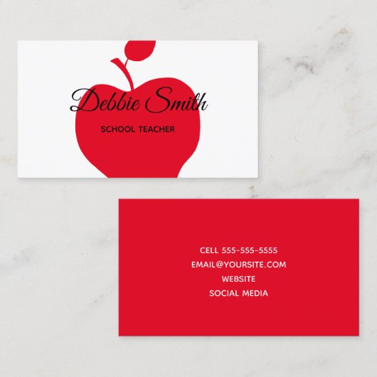 Carte De Visite Enseignant à l'école Red Apple (Devant / Derrière)