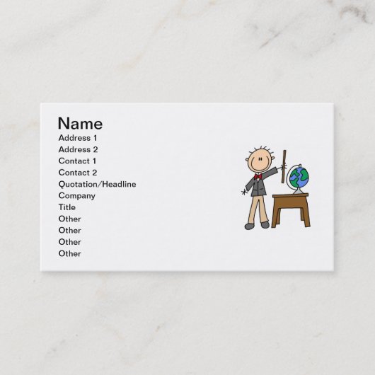 Carte De Visite Enseignant avec Globe (Devant)