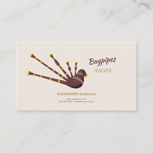 Carte De Visite Enseignant Bagpipes (Devant)