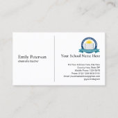 Carte De Visite Enseignant blanc simple avec logo de l'école et co (Devant)