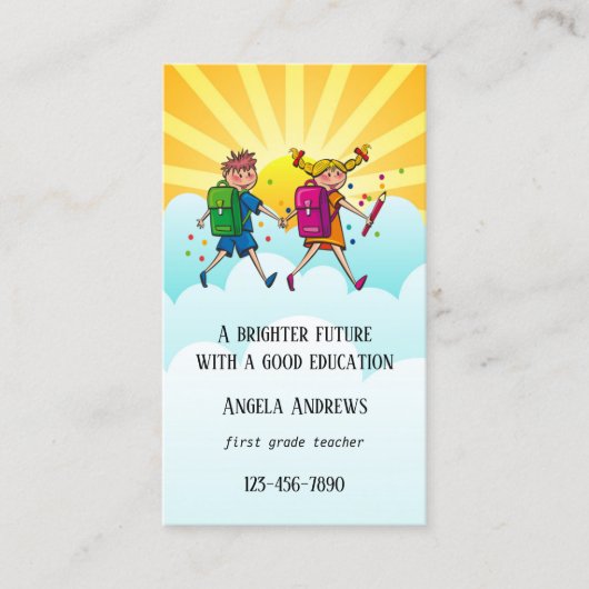 Carte de visite enseignant couleur mignon (Devant)