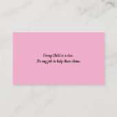 Carte De Visite Enseignant Cute Owl Pastel Pink (Dos)