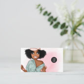 Carte De Visite Enseignant de Fitness Afro à la mode fille affaire (Debout devant)