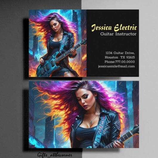 Carte de visite enseignant de guitare électrique