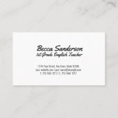 Carte De Visite Enseignant de l'école de papier carnet et crayon j (Dos)