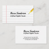 Carte De Visite Enseignant de l'école de papier carnet et crayon j (Devant / Derrière)