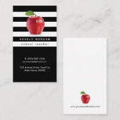 Carte De Visite Enseignant de l'école Pomme Élégant noir blanc ray (Devant / Derrière)