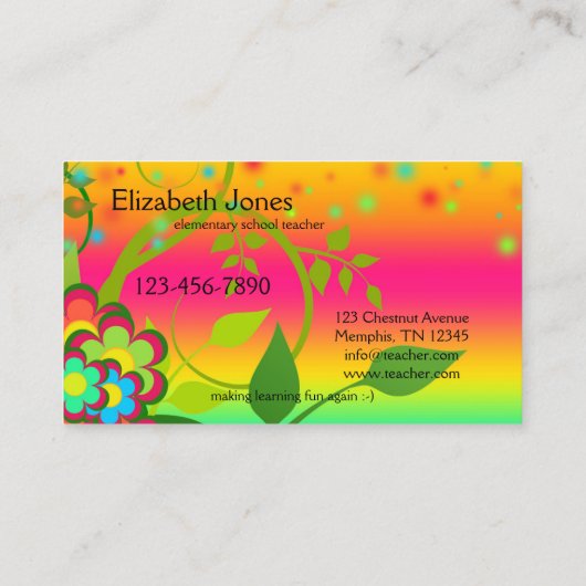 Carte de visite enseignant de l'école primaire col (Dos)