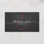 Carte De Visite Enseignant de l'école primaire Red Apple Chalkboar (Devant)