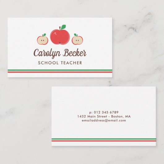 Carte De Visite Enseignant de l'école Red Apples (Devant / Derrière)