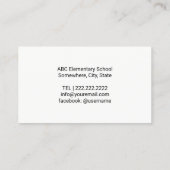 Carte De Visite Enseignant de l'école Stylish Green Apple (Dos)