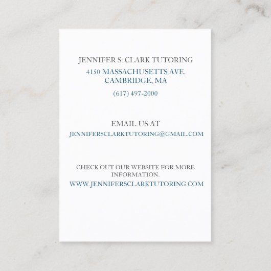 Carte De Visite Enseignant de musique blanche/Musicien/ Guitare ac (Dos)