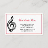 Carte De Visite Enseignant de musique classique Black Treble Clef  (Dos)
