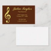 Carte De Visite Enseignant de musique Golden Treble Clef (Devant / Derrière)