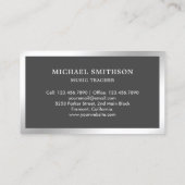 Carte De Visite Enseignant de musique grise Argent Foil Kit tambou (Dos)