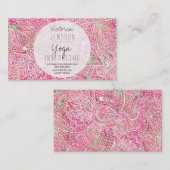 Carte De Visite Enseignant de paisley yoga fleuri rose boho (Devant / Derrière)