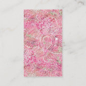 Carte De Visite Enseignant de paisley yoga fleuri rose boho (Dos)