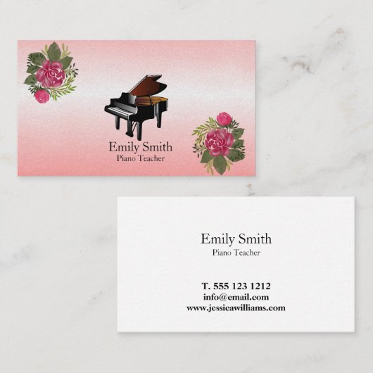 Carte de visite enseignant de piano (Devant / Derrière)
