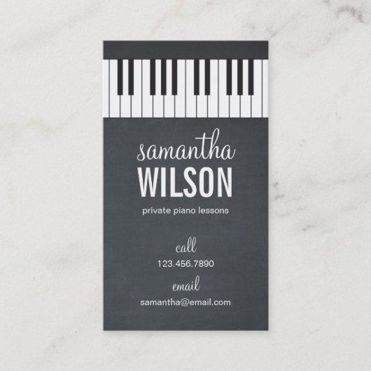 Carte de visite enseignant de piano (Devant)