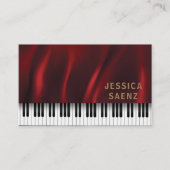 Carte De Visite Enseignant de piano Hot Red Velvet moderne (Devant)
