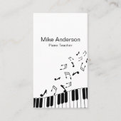 Carte de visite enseignant de piano noir et blanc (Devant)