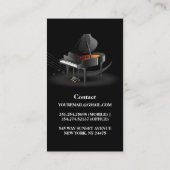 Carte de visite enseignant de piano noir et blanc (Dos)