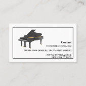 Carte de visite enseignant de piano noir et blanc (Dos)