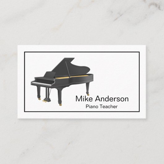 Carte de visite enseignant de piano noir et blanc (Devant)