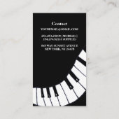 Carte de visite enseignant de piano noir et blanc (Dos)