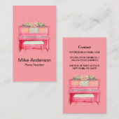 Carte de visite enseignant de piano noir et blanc (Devant / Derrière)