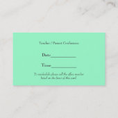 Carte de visite enseignant de pomme verte élégant (Dos)