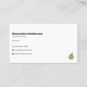Carte De Visite Enseignant de pomme verte simple (Dos)