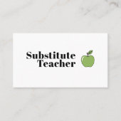 Carte De Visite Enseignant de pomme verte simple (Devant)