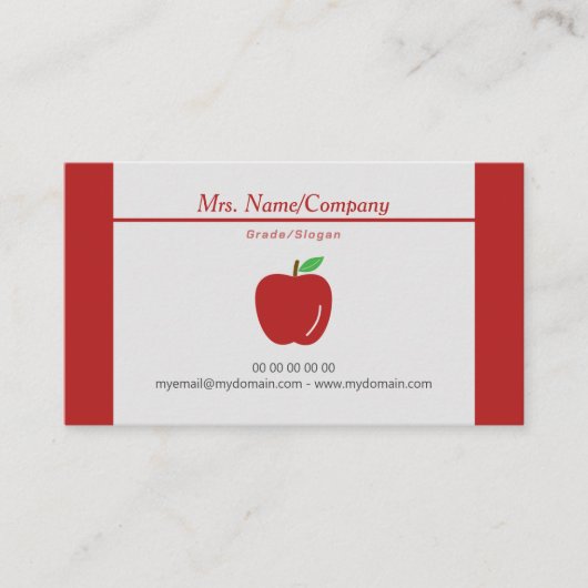 Carte de visite enseignant de Red Apple (Devant)