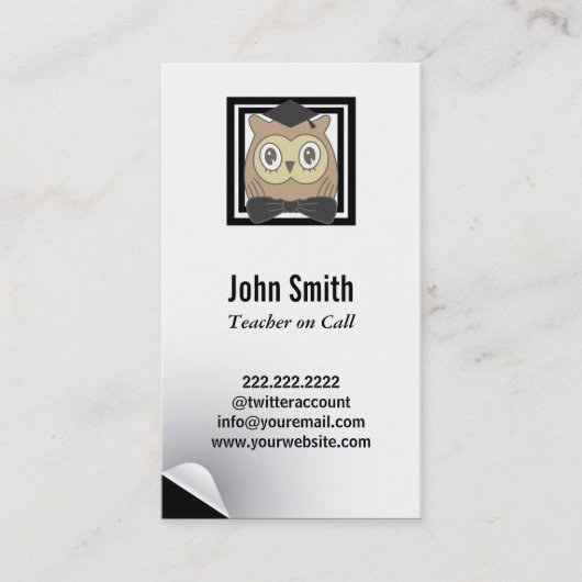 Carte de visite enseignant de remplacement de la c (Devant)