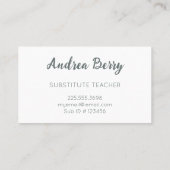 Carte De Visite Enseignant de remplacement Floral (Dos)