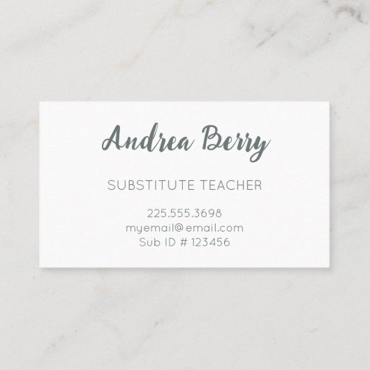 Carte De Visite Enseignant de remplacement Floral (Dos)