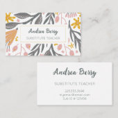 Carte De Visite Enseignant de remplacement Floral (Devant / Derrière)