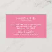 Carte de visite enseignant de substitut Alphabet J (Dos)