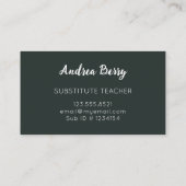 Carte De Visite Enseignant de substitution de la couleur bleue et (Dos)