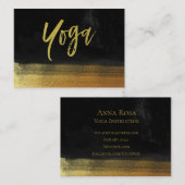 Carte De Visite *~* Enseignant de Yoga Gold & Black Modern (Devant / Derrière)