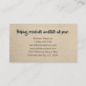 Carte de visite enseignant de Yoga subtil et paisi (Dos)