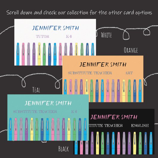 Carte de visite enseignant du remplaçant de l'écol